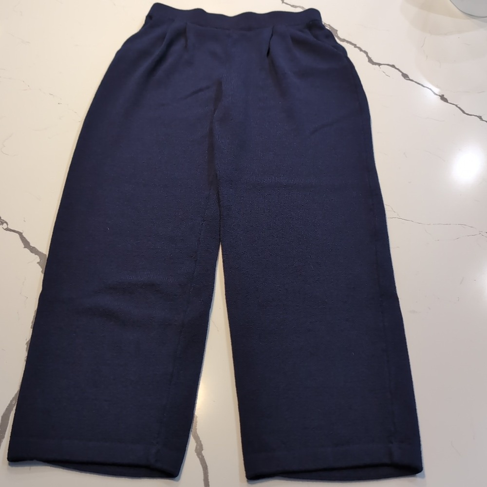 St John Collection by Marie Gray Pant 6 Knit High Waist Straight Blue 28x25